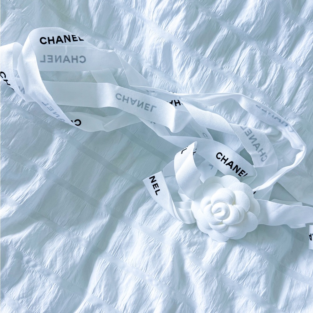 Chanel camellia flower and ribbon